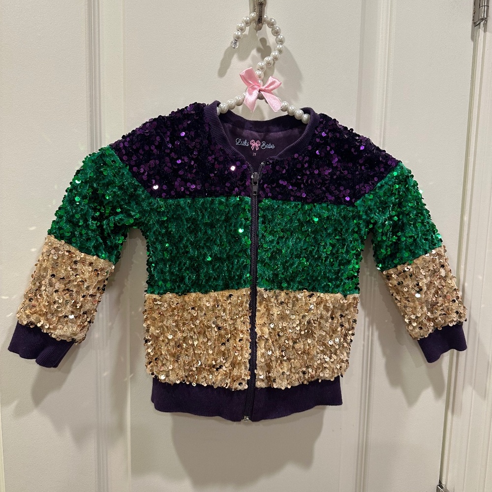 Mardi Gras Sequin Jacket with pockets 2T